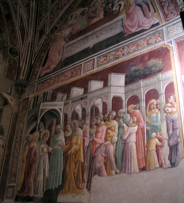 Frescoes by Ghirlandaio in the Sassetti Chapel, Santa Trinita Church, Florence Italy