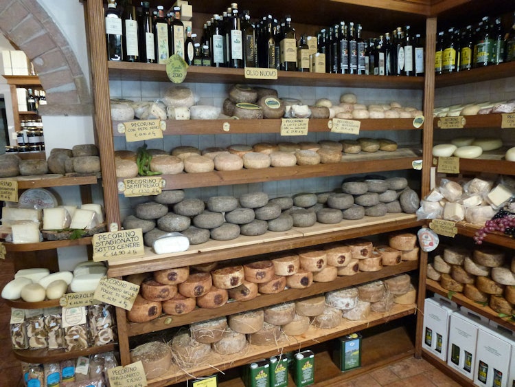 Vast selection of cheeses from Tuscany