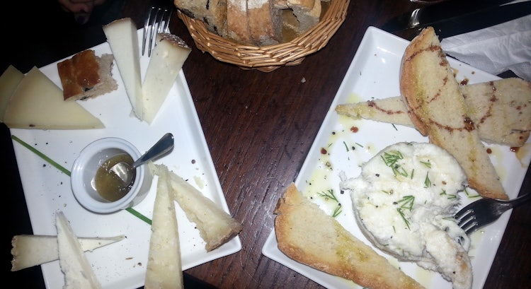 platter of cheeses for apericena in Florence, Italy