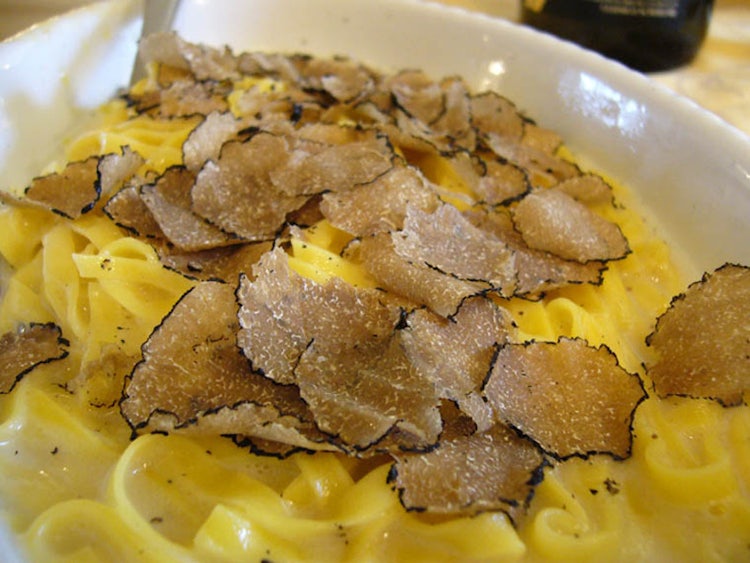 Tagliatelle al tartufo, piatto pregiato dall'aspetto e dal sapore inconfondibile.