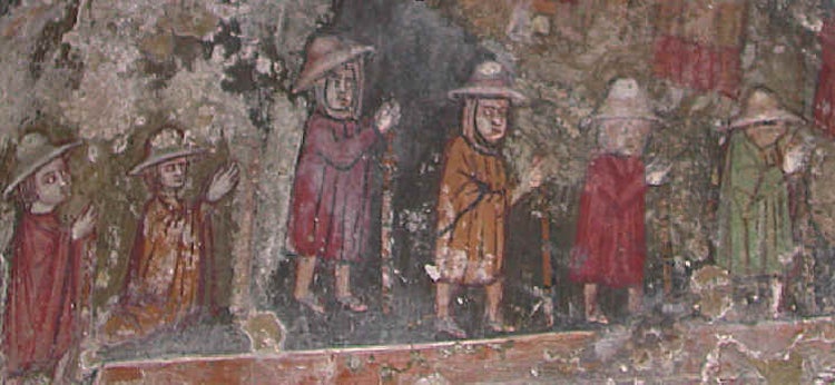 Pilgrims on the via Francigena in Tuscany