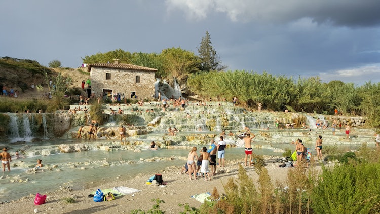 Panoramic view of Saturnia, Tuscany near Cascate del Mulino