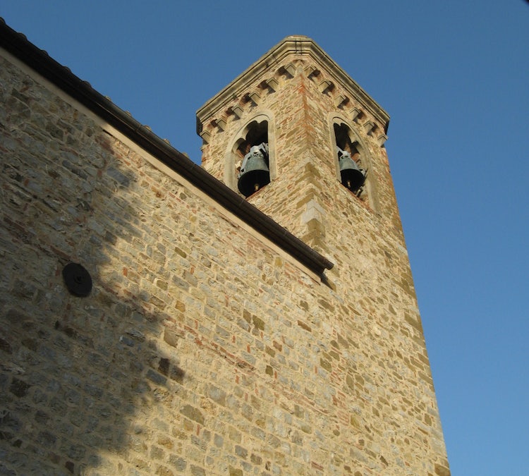 The church bell tower at Santa Maria  in Campagnatico