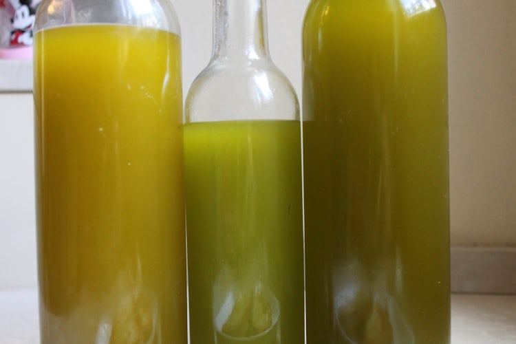 Extra virign olive oil:  in bottles