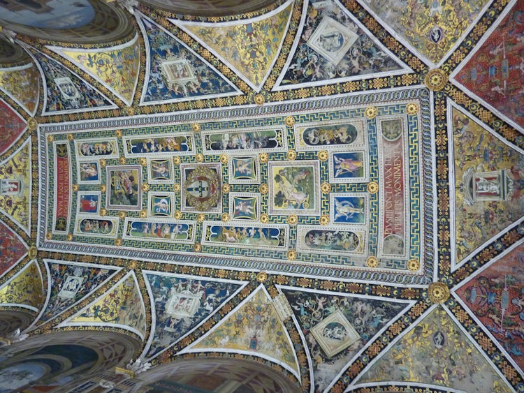 The colorful ceiling in the Piccolomini Library