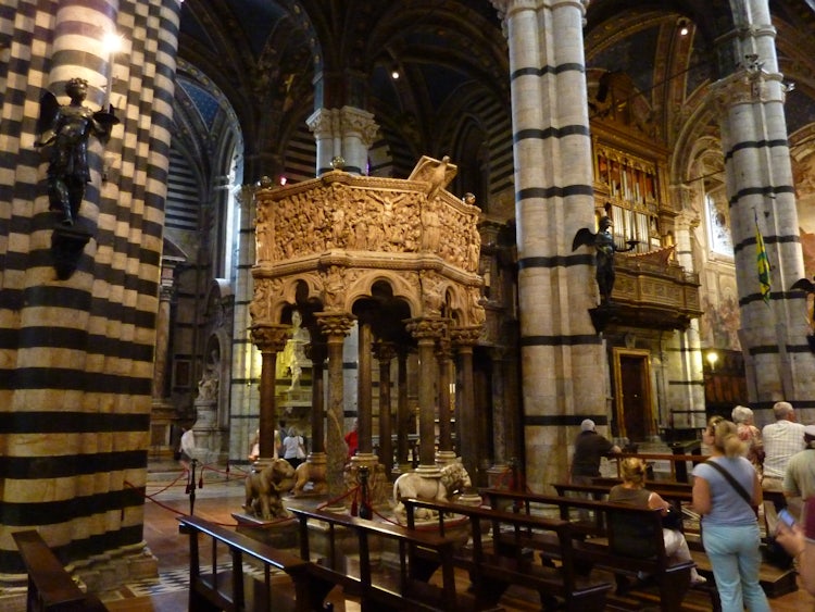 Marble Pulpit by Nicola Pisano inside Duomo of Siena