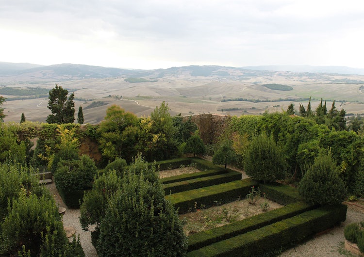 Garden and Landscape in Pienza in Val d'Orcia Tuscany