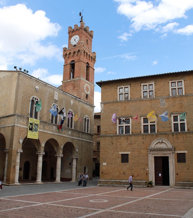 Main square in Pienza in Val d'Orcia Tuscany