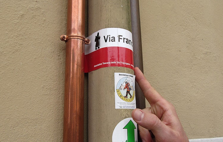 signs in Siena for the via Francigena