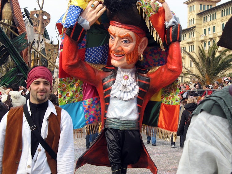 Costumed revelers at the Carnival of Viareggio