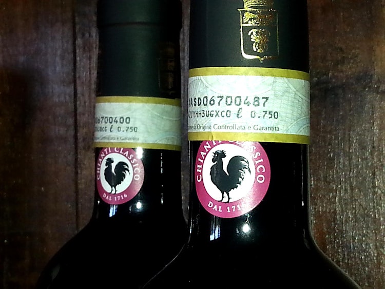 Chianti labels with the DOCG