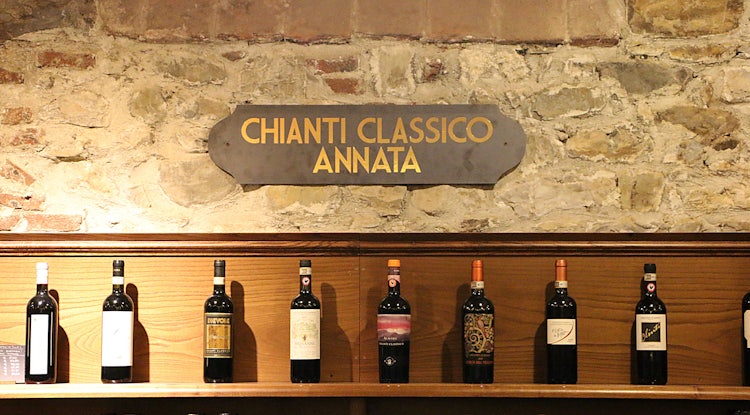 Wine bottles in Greve in Chianti